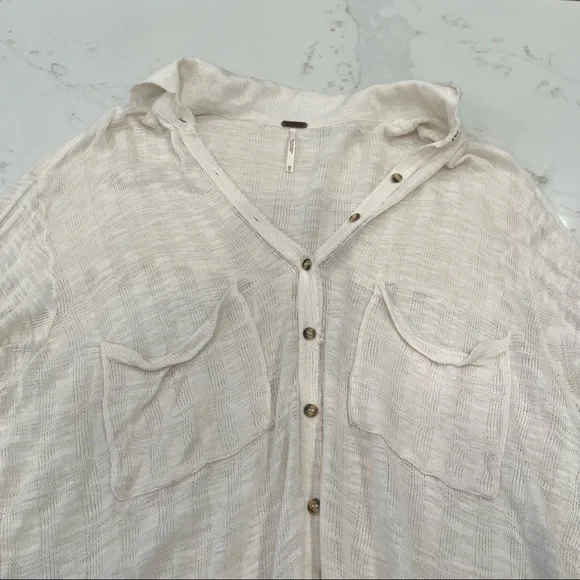 Free People cream long sleeve button down top - Picture 11 of 14